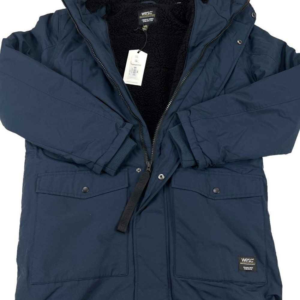 New Wesc Navy Blue Zip Winter Warm Full Unisex Parka Jacket Men M / L Women $265 - Picture 5 of 14